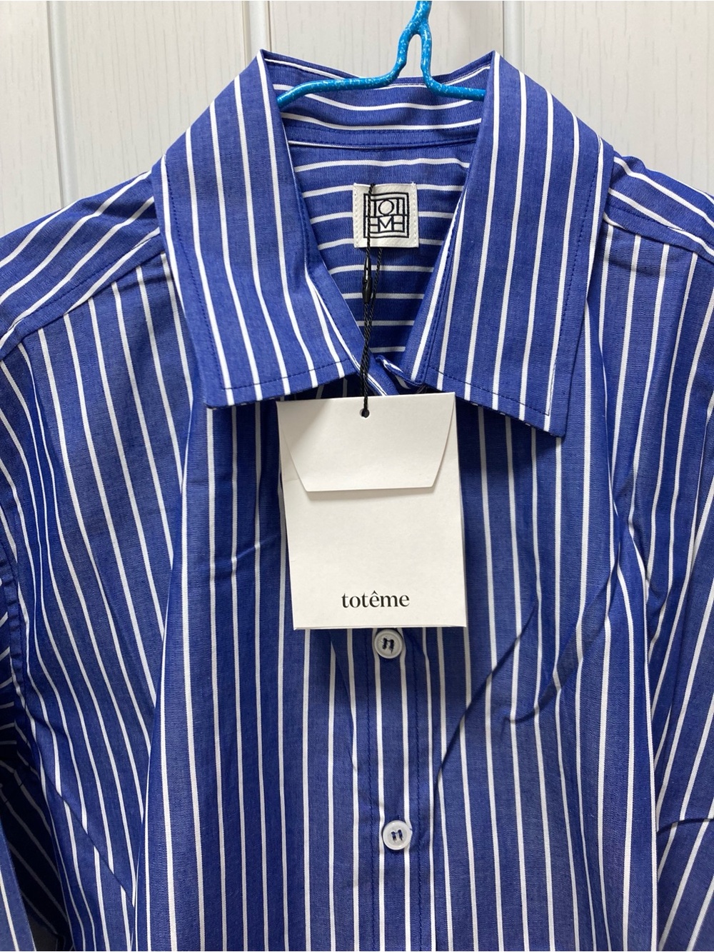 Toteme Oversized Striped Shirt in Blue and Navy - Picture 5 of 8